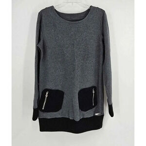Calvin Klein Performance Quick Dry Gray Black Long Sleeve Sweater Zip Pockets M